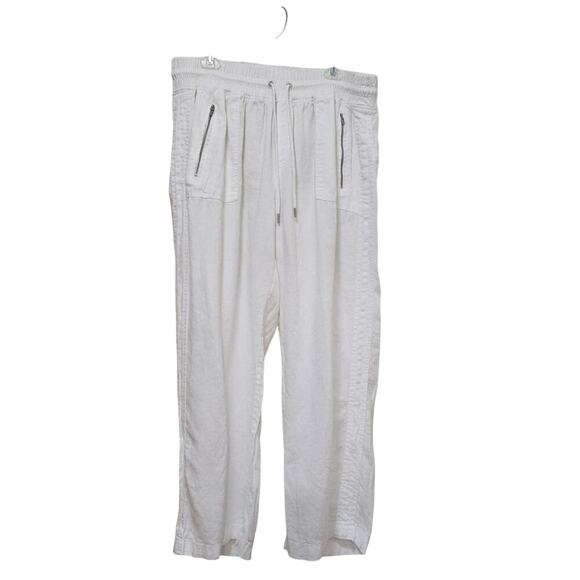 Athleta Cabo White Sz18 Linen Wide leg pants. Calla Lily. Relaxing Boho. Elastic - Picture 1 of 15